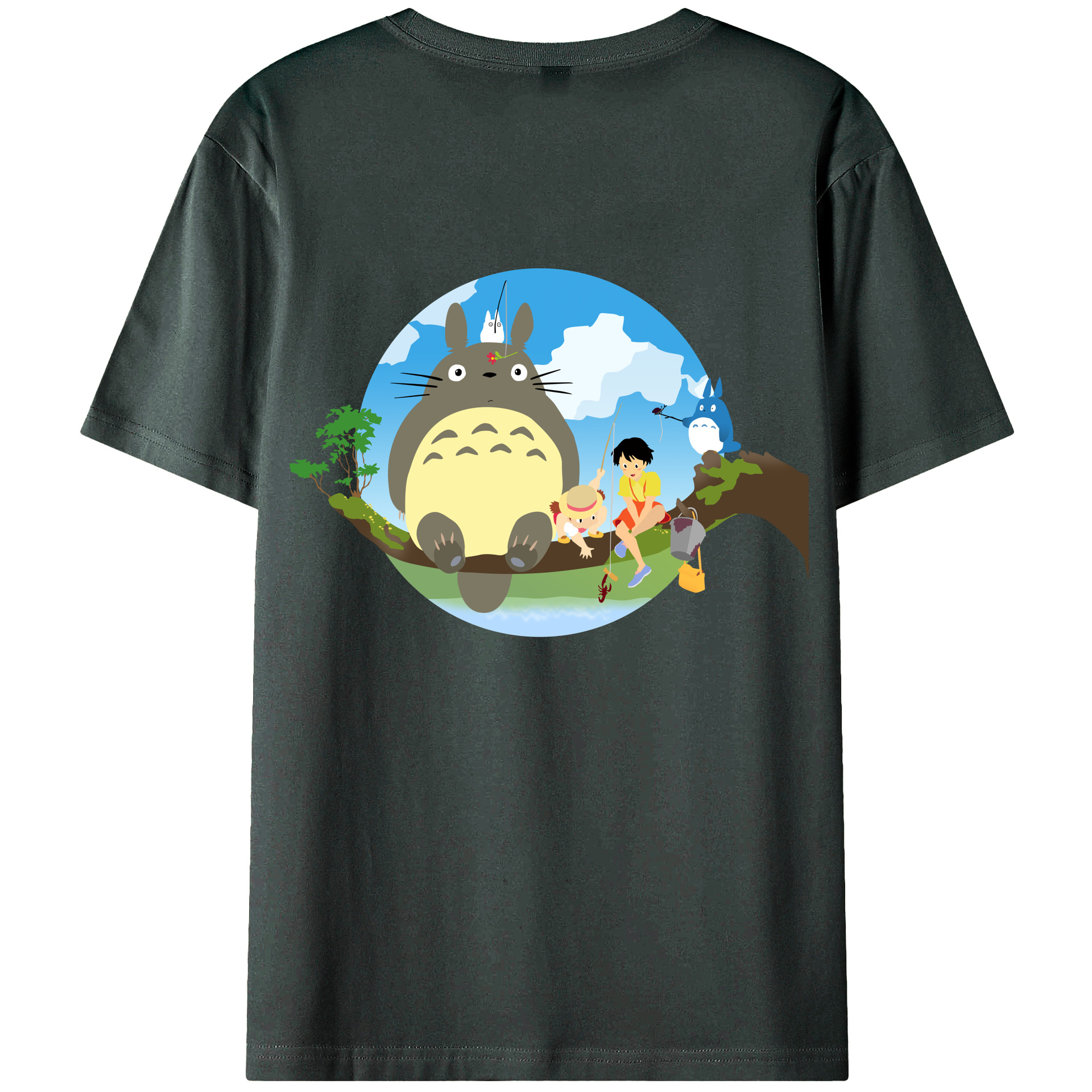 （画像用） となりのトトロ 草壁メイ 草壁サツキ My Neighbor Totoro Satsuki Kusakabe Mei Kusakabe 綿100％ メンズ半袖Tシャツ（バックプリント） 通気性